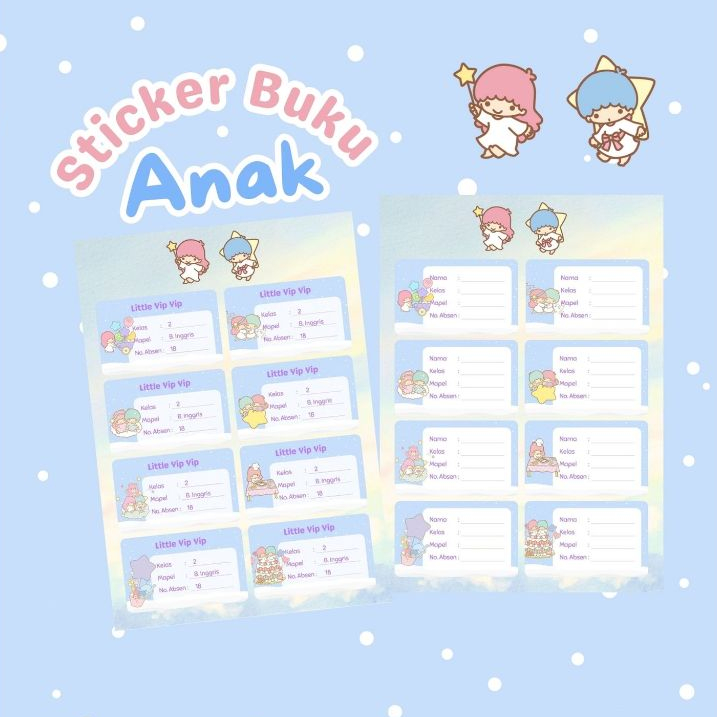 

Stiker / Label Buku Pelajaran Anak (Nama Kelas Mapel) Little Twin Star