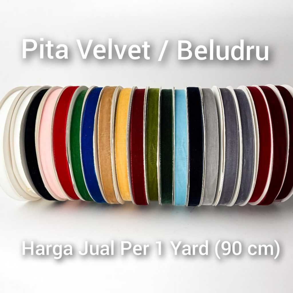 

3.8cm - Pita Beludru/ Velvet Ribbon Harga per Yard (90 cm)