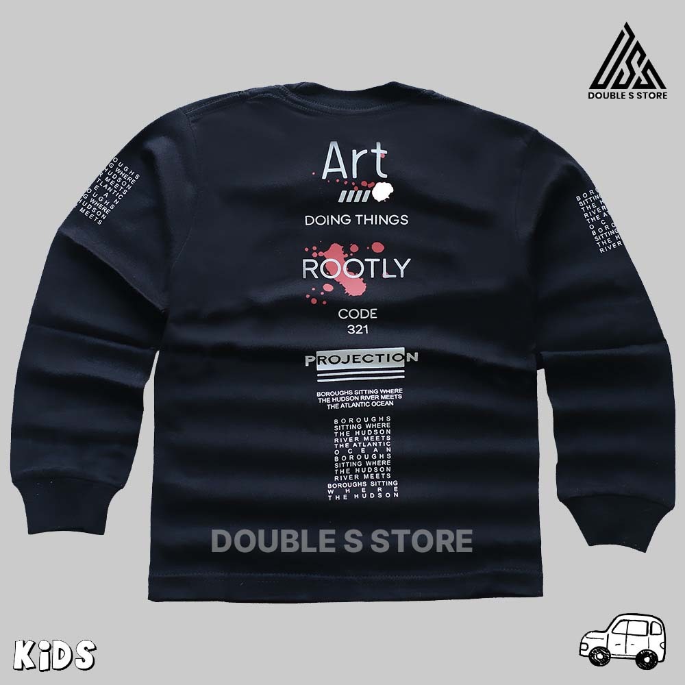 Kaos Anak Laki Laki Umur 2 Tahun ROOTLY Baju anak Tangan Panjang Sablon Plastisol Unisex Pria Wanita