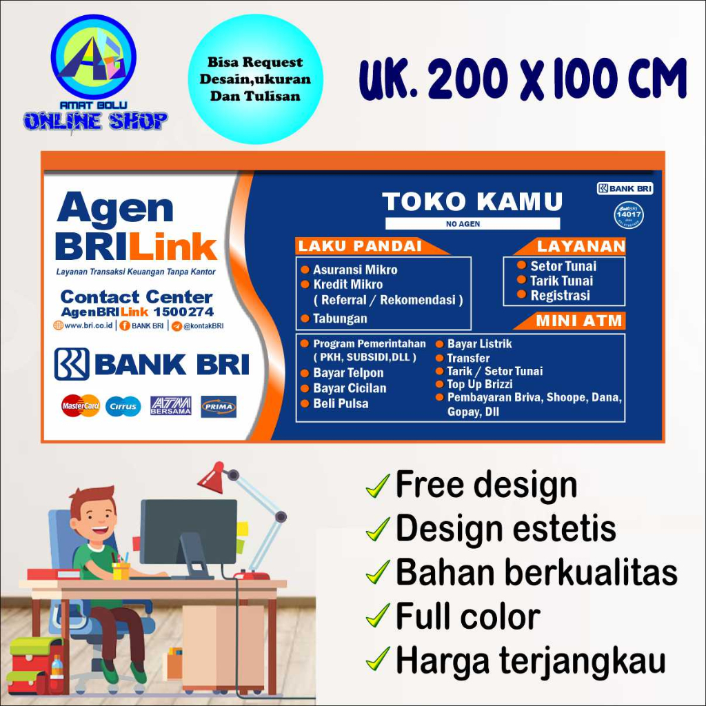 SPANDUK AGEN BRILINK UKURAN 200X100 BISA REQUEST