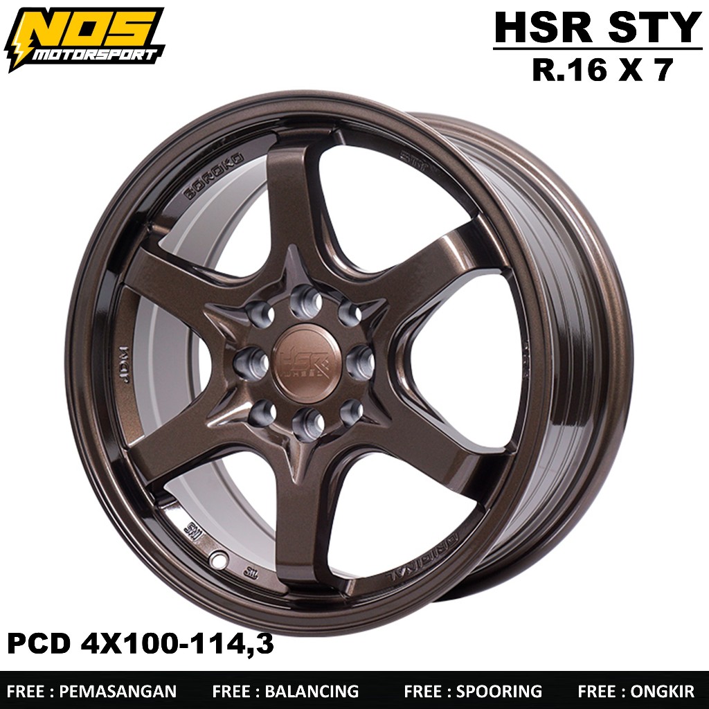 HSR STY R16 te37 ring 16 lebar 7 et 42 warna glosy bronze sosok untuk jazz,yaris, brio dll