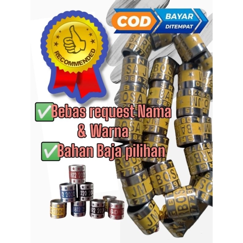 10 pcs Ring Merpati Baja Timbul Variasi Warna
