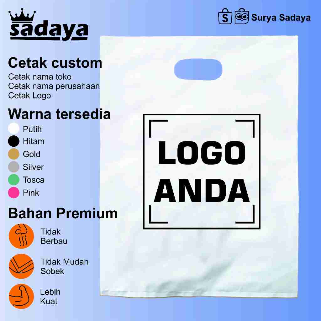 

Sablon Plastik HD Plong 15x22 Custom Plastik Kresek HD Oval Cetak Plastik Belanja Oval Plastik HD pon