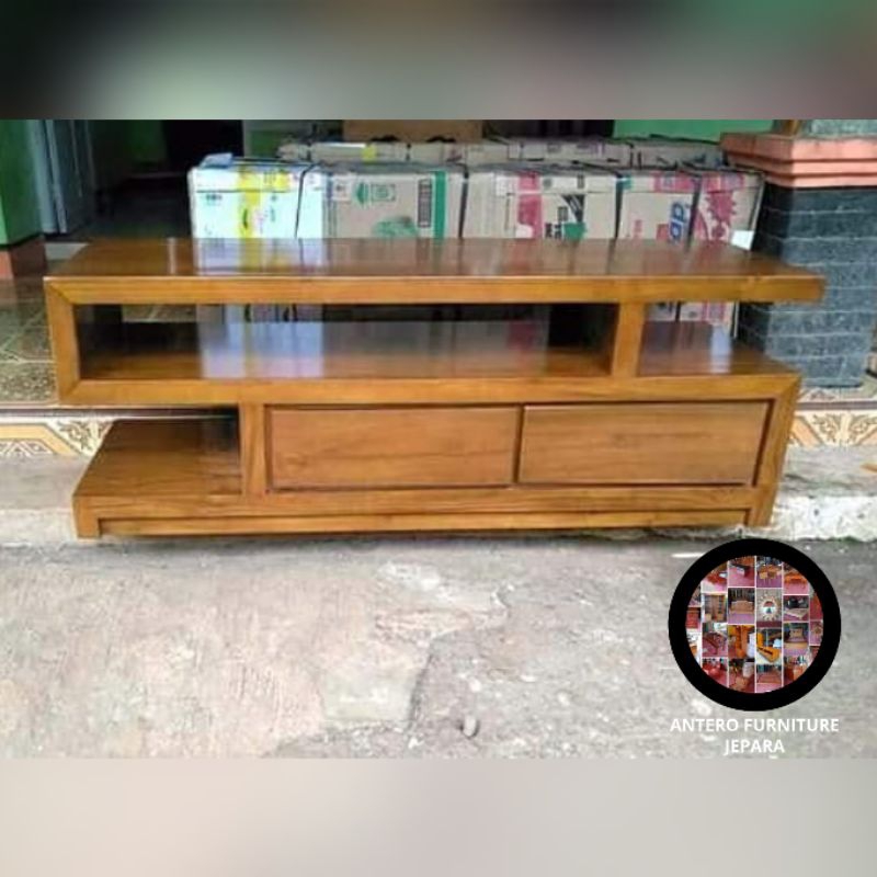 meja tv minimalis 120cm kayu jati