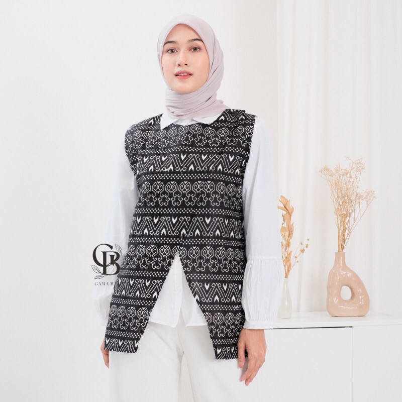 Vest Batik Wanita Rompi Batik Atasan Wanita Outer Batik Modern Vest Kantor