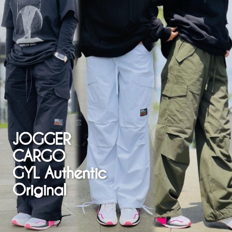 Celana Jogger Cargo Gyl Authentic Celana Panjang Wanita Bahan Katun Beby Canvas
