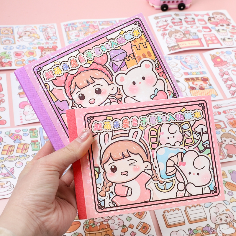 

50 lembar/set Buku stiker karakter kartun lucu sticker aesthetic untuk dekorasi buku diary scrapbook DIY craft