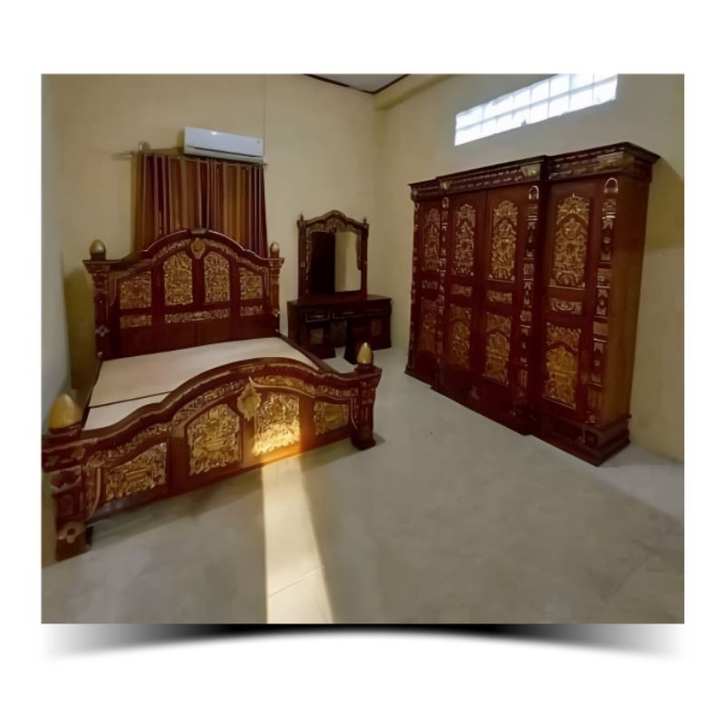 SET KAMAR MEWAH PAKET SESERAHAN PERNIKAHAN KAMAR SET UKIRAN JEPARA KAYU JATI