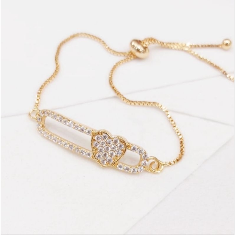 Gelang Serut LOVE  Perhiasan Xuping Lapis Emas