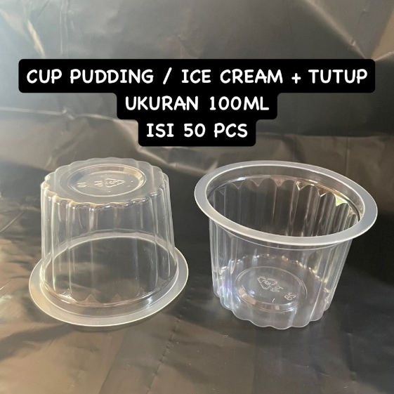 50pcs Cup Plastik Ulir 100ml Cup Pudding Cup Ice Cream
