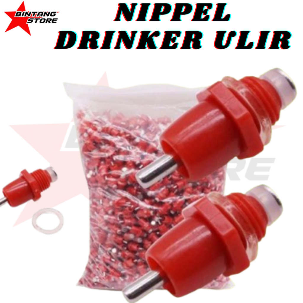 Alat Minum Ayam Puyuh Kelinci Otomatis P002 Nepel Merah Nipple Nepel Nipel Peternakan Hewan Ternak