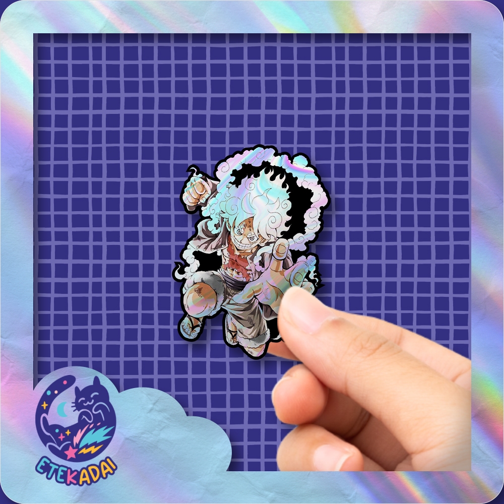 

Stiker Hologram Anime One Piece Gear 5 Luffy