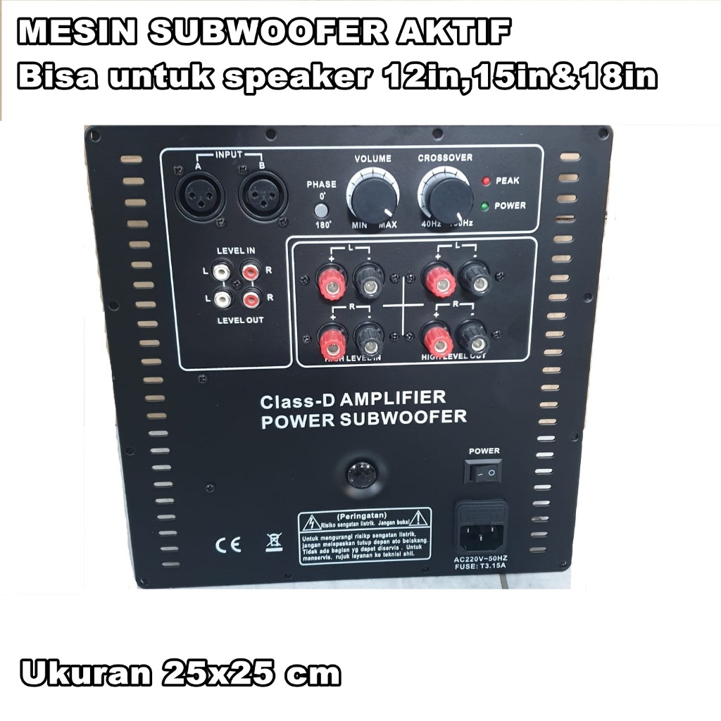 POWER KIT SUBWOOFER AKTIF 25x25 cm MESIN AMPLIFIER AMPLI SUB ACTIVE BISA 12Inch 15Inch 18Inch BASS