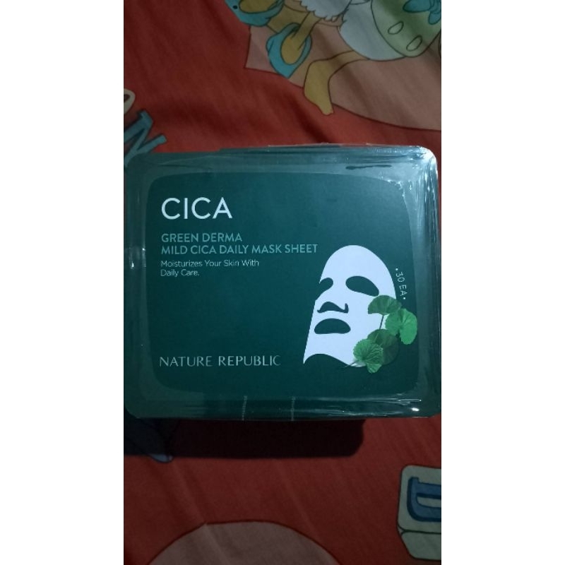 MASKER WAJAH NATURE REPUBLIC GREEN DERMA MILD CICA DAILY MASK