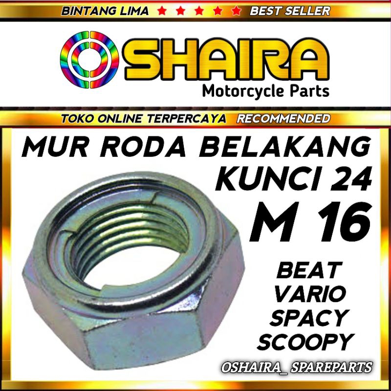 MUR RODA BELAKANG BEAT VARIO SCOOPY SPACY M16 KUNCI 24 / MUR AS RODA BELAKANG BEAT MUR RODA BELAKANG