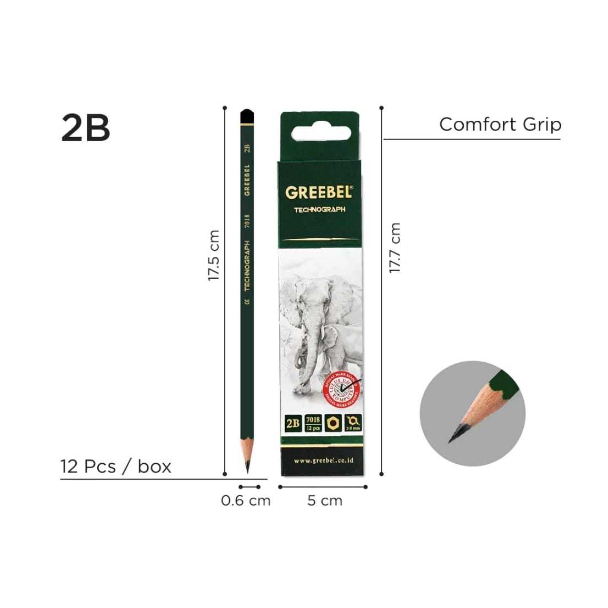 

GREEBEL Pensil Pencil Kayu/Grafit/Graphite 2B 7018 - 1 PACK
