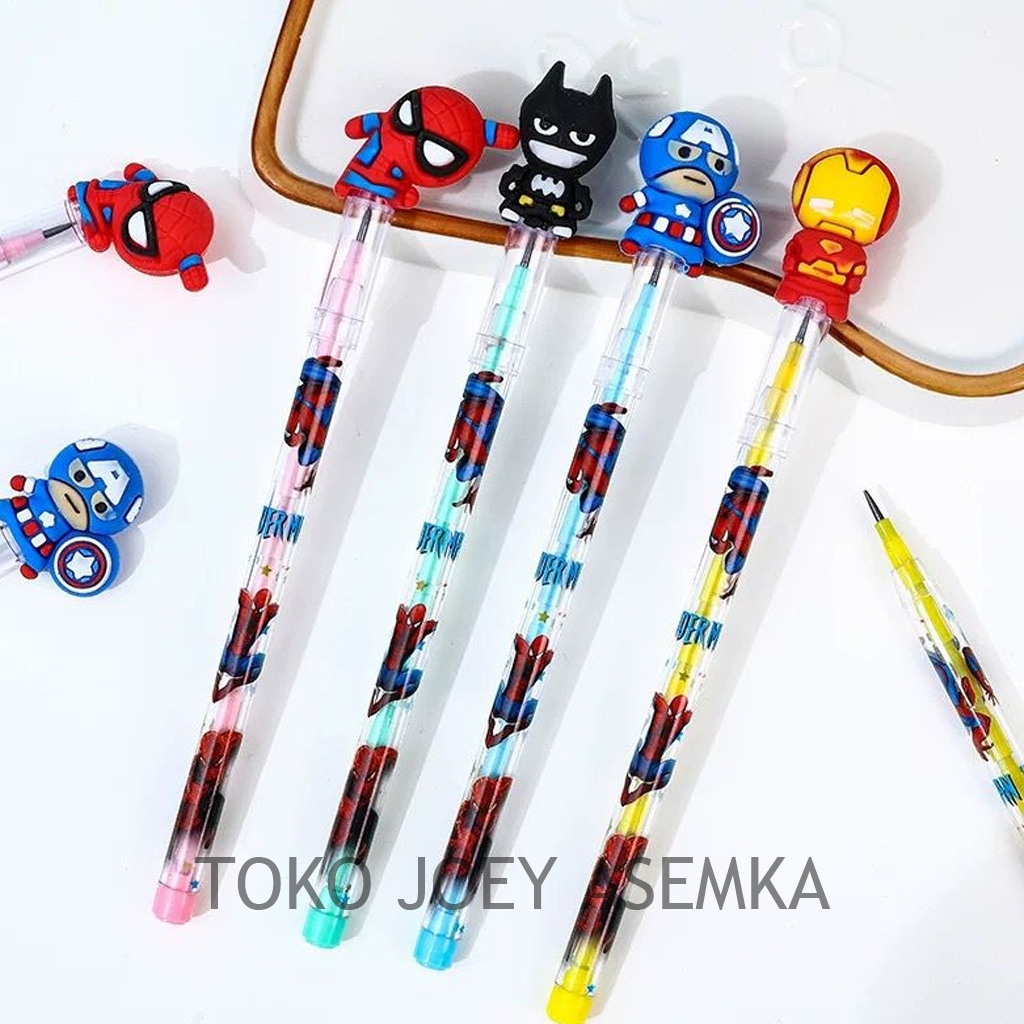 

(12 PCS) PENSIL SUSUN AVENGERS SUPERHERO LANTU BENSIA PENSIL PELURU DAPAT DIISI ULANG BATMAN IRONMAN CAPTAIN AMERICA SPIDERMAN