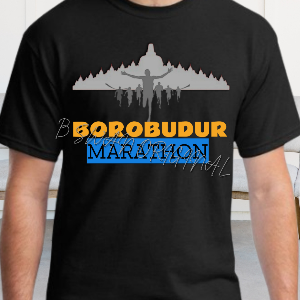 Baju Kaos Outfit Dewasa Pria Wanita Borobudur Marathon Magelang Jawa Tengah Indonesia 2024 Unisex