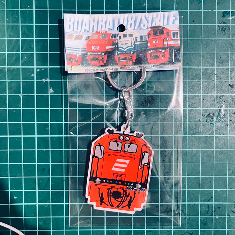 Gantungan Kunci Arkrilik Lokomotif CC 201 Livery Perumka / Merah Biru