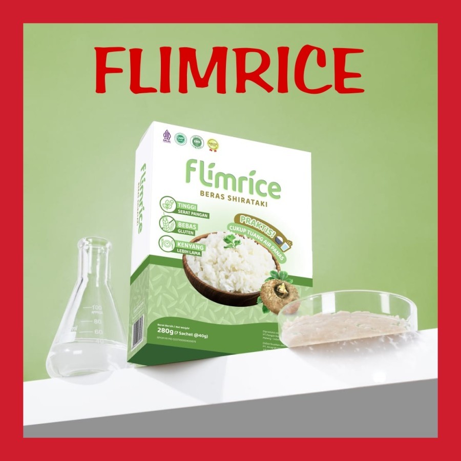 

FLIMRICE NASI SHIRATAKI BERAS DIET BY FLIMTY FLIMEAL FLIM RICE SACHET INSTANT SEHAT - 1 BOX= 7 SACHET