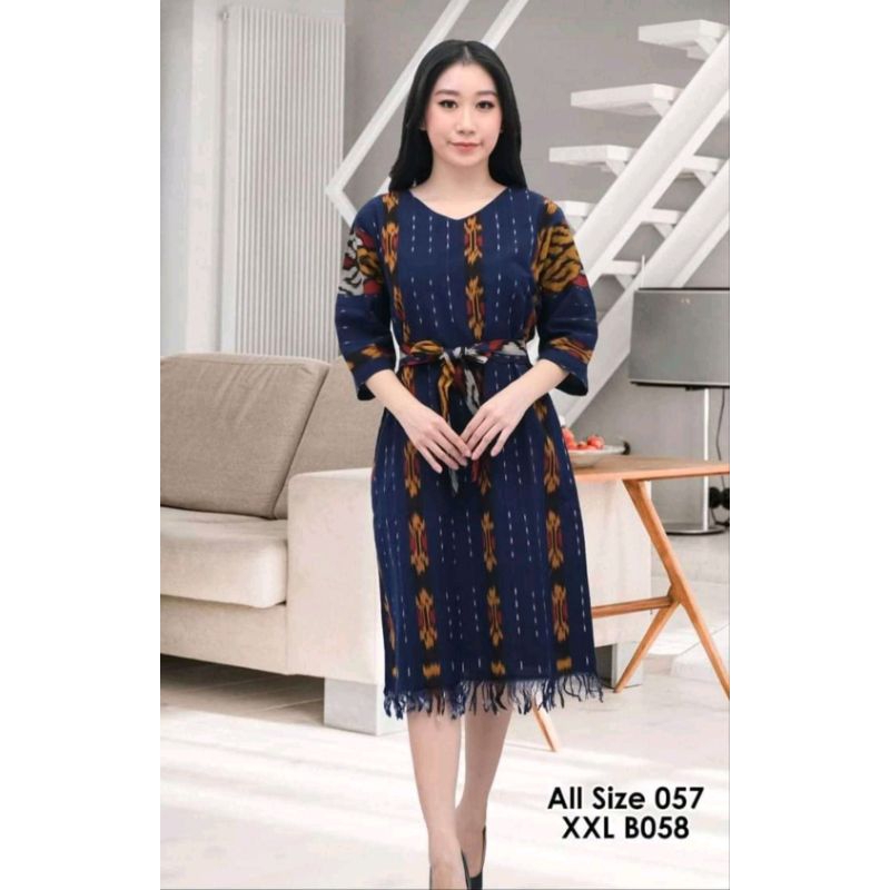 dress wanita etnik tenun blanket terbaru - baju tenun etnik kain jepara
