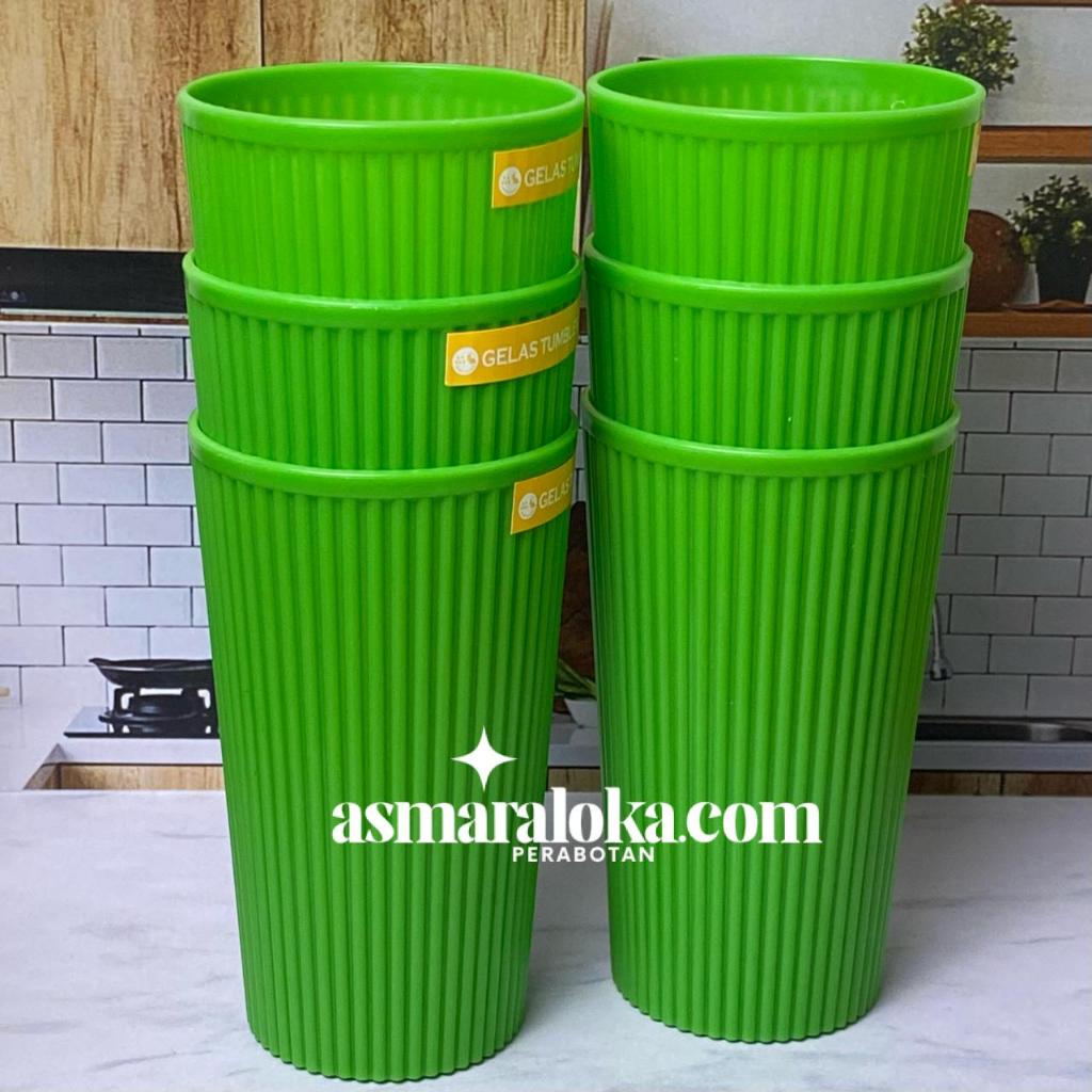 AL - 12 pcs gelas bambu plastik gelas warna | gelas tumbler plastik