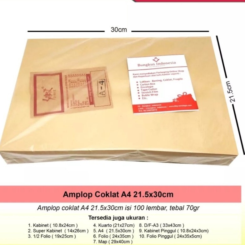 

JQ7VF6376 Amplop Coklat A4 Garan 1 pcs
