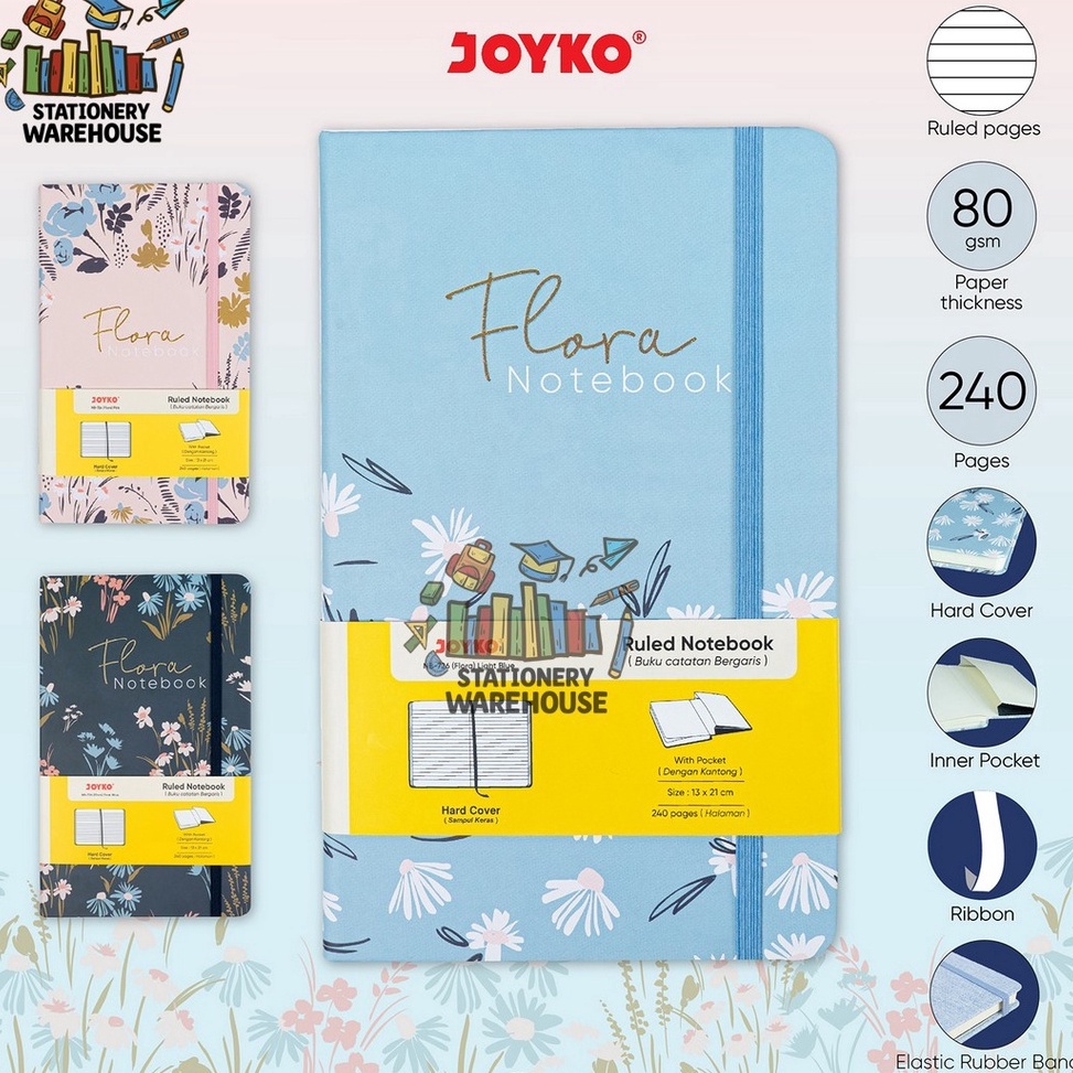 

Buku Tulis Catatan Bergaris Ruled Notebook Joyko NB726 Flora 9ZG7S5796