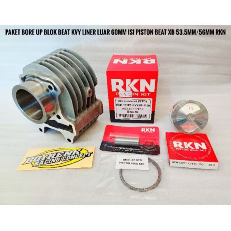 CYLINDER BLOK BEAT KARBU KVY FI KZL ESP K44 LINER LUAR / BORING 60 SET PISTON 53.5 54 54.5 55 55.5 P