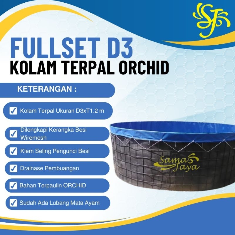 Kolam Terpal Bulat D3 - Kolam Ikan - Terpal Orchid - Paket Komplit