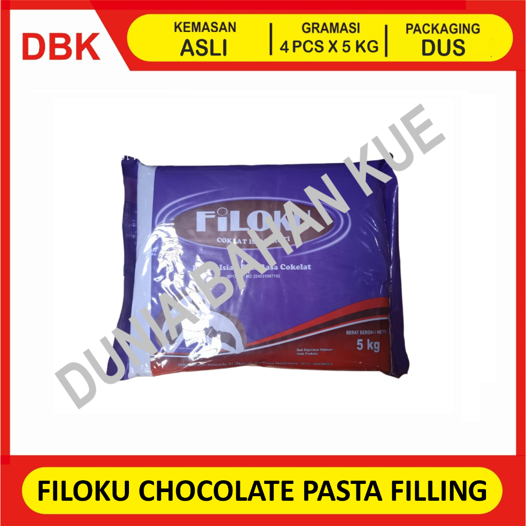 

FILOKU CHOCOLATE PASTA FILLING COKLAT ISIAN ROTI SELAI PASTA 5 KG - 1 CTN 4 PCS