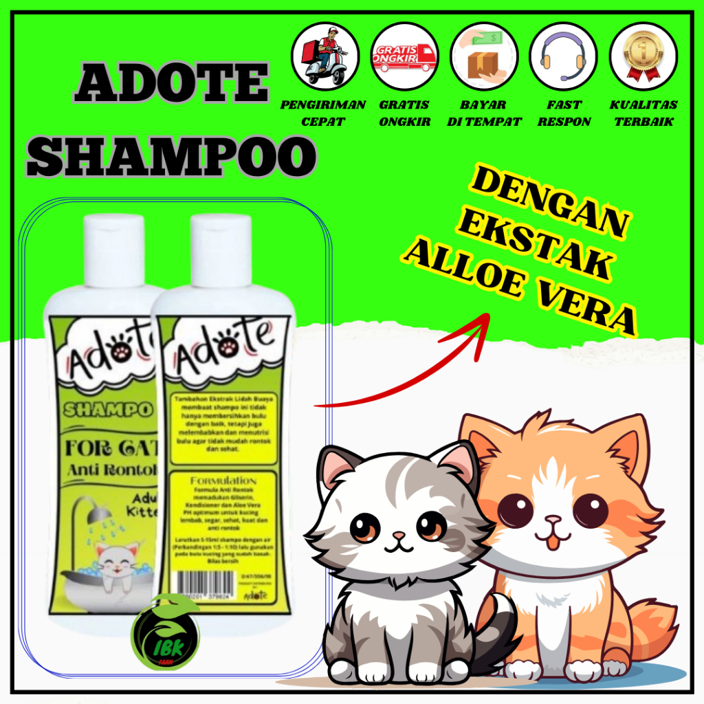 Shampo Kucing Penumbuh Bulu Anti Rontok Shampo ADOTE INBEKEN