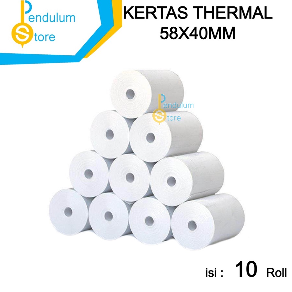 

HVVU9545 Pack Kertas Thermal 58x4mm isi 1 Roll 1 Buah Thermal Paper Struk Receipt ukuran 58 X 4 MM