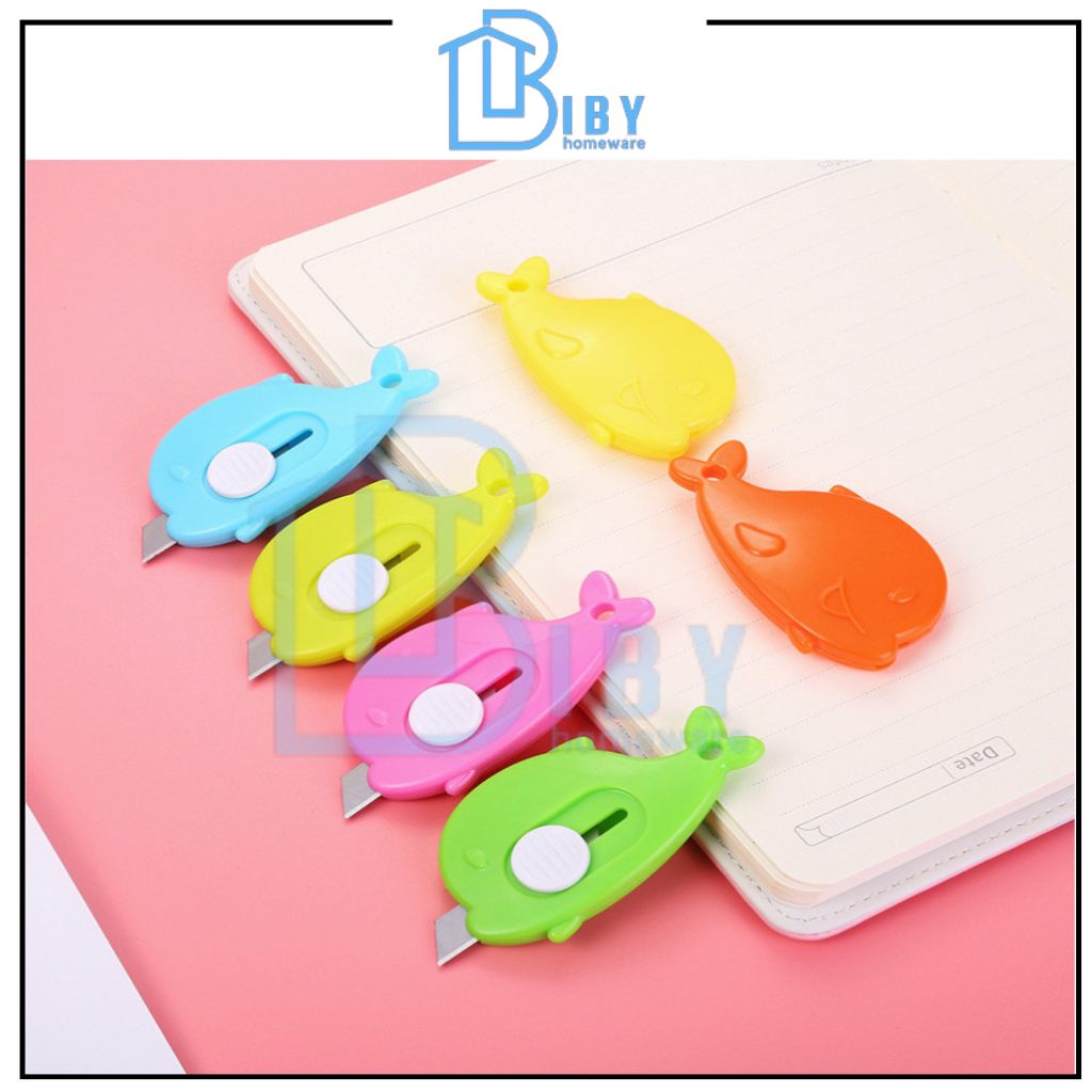 

BIBY Pisau Cutter Mini Bentuk Dolphin Awan / Alat Bantu Potong Kertas Plastik Unboxing Paket