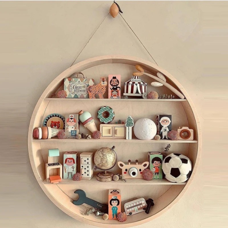 Rak Kayu Jati Dinding Unik Lingkaran