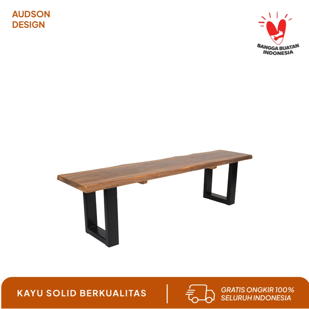 Bangku kayu solid panjang bangku taman Bench - Camille Live Edge Bench