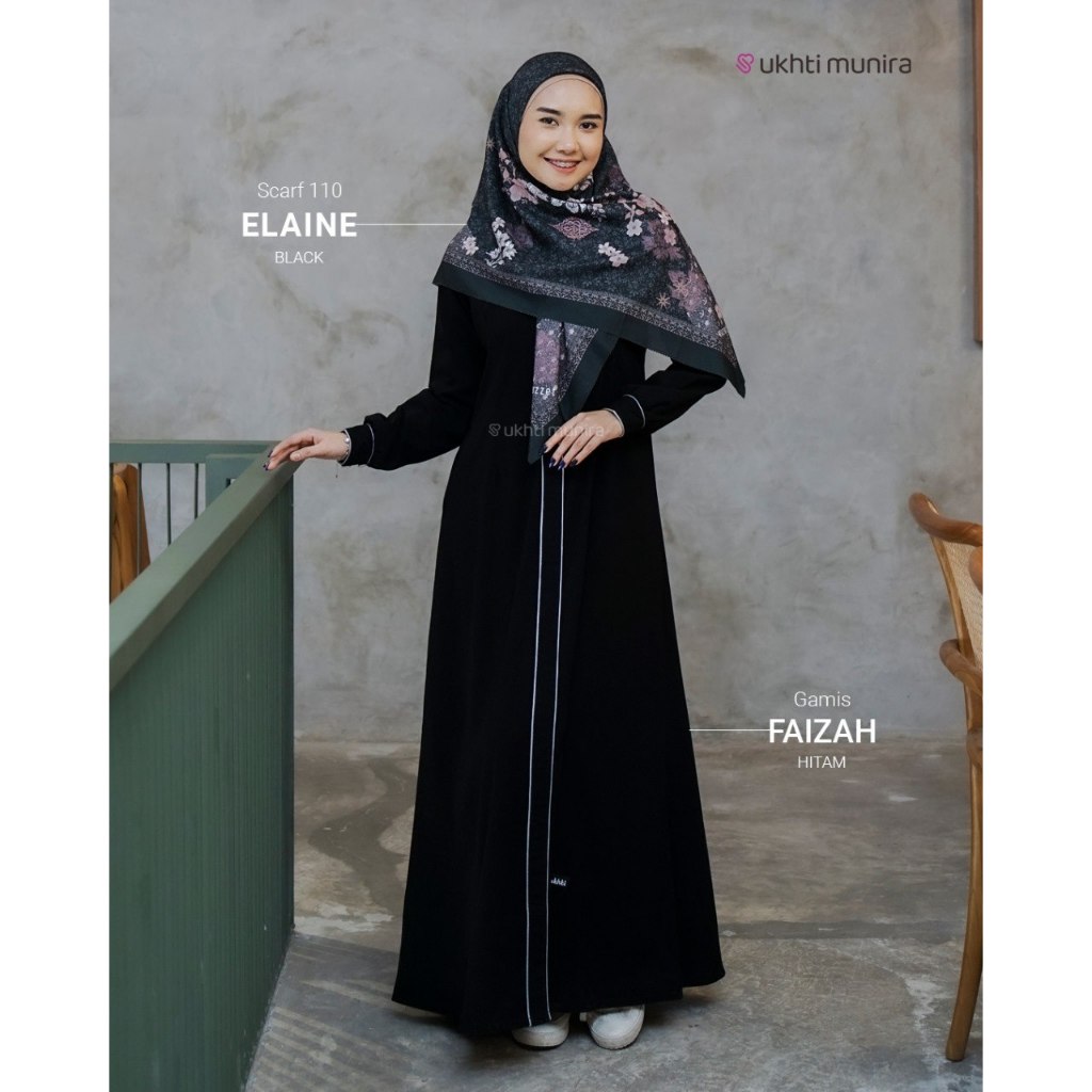 UKHTI MUNIRA Faizah Dress Gamis Hitam Jetblack Premium Busui Friendly