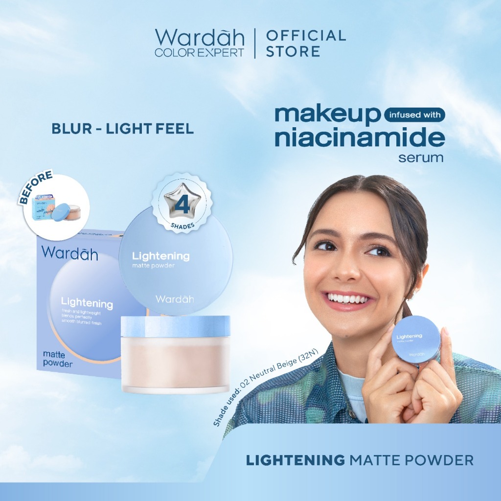 WARDAH Loose Powder Lightening Matte Powder 20 g Bedak Tabur dengan Smooth Matte Finish yang Diformu