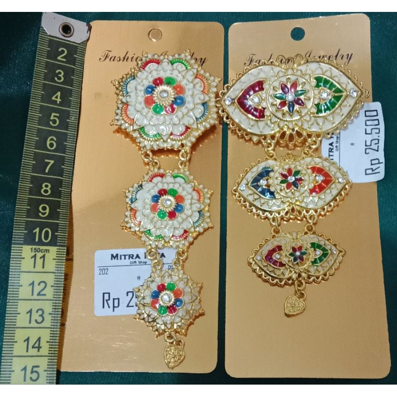 Aksesoris Bros Bross Peniti Gold Emas Juntai Jurai 3 Tingkat Hiasan Hias Baju Pakaian Kebaya Acara K