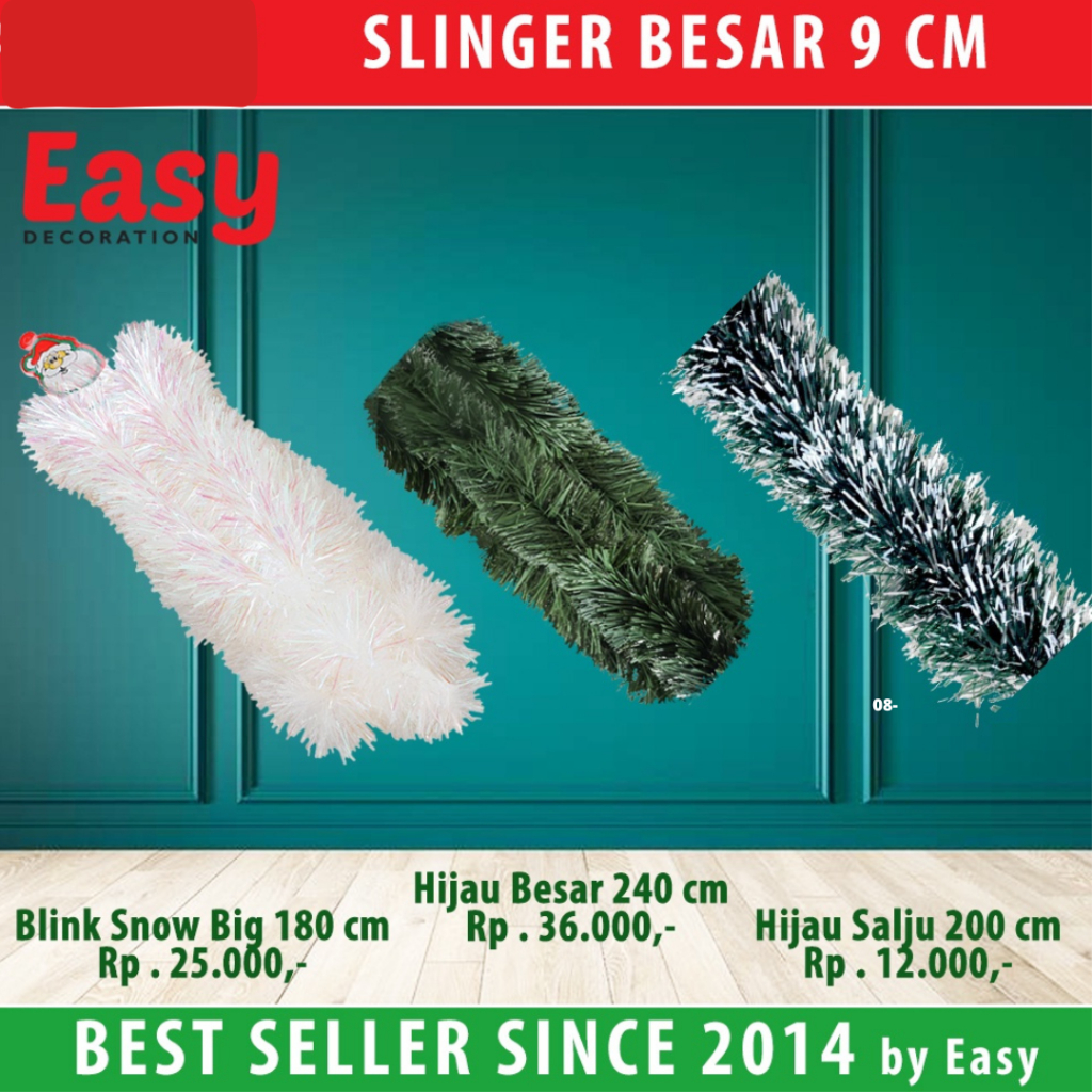 EASY DECORATION SLINGER TINSEL GARLAND SALJU PUTIH TEBAL PADAT NATAL BUNTUT TUPAI