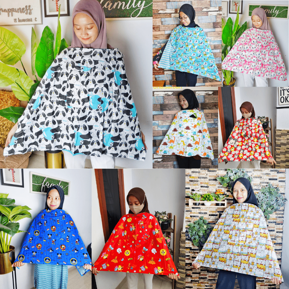 Apron Menyusui Nursing Cover Katun CVC Premium Motif Bolak Balik -Shafiyyah.Sarban-