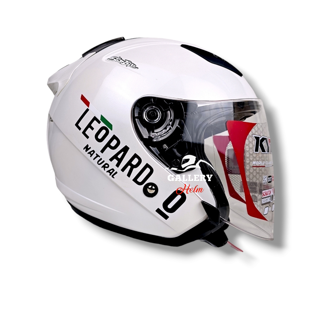 KYT GALAXY FLAT R PEARL WHITE LEOPARD / HELM KYT HALF FACE