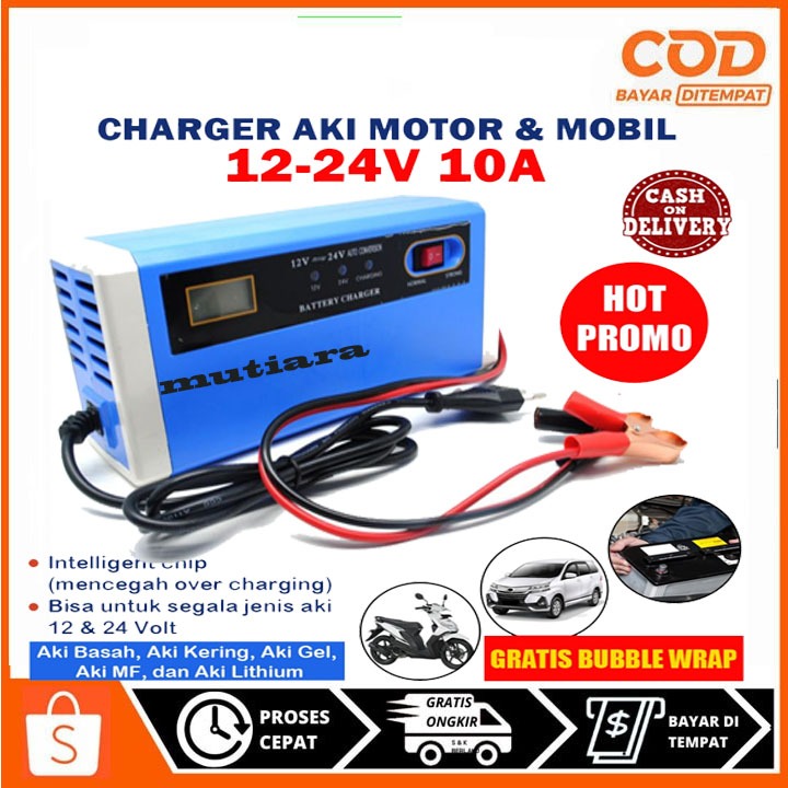 Voltuner Cas Aki Charger Aki 12 v dan 24 v 10 Ampere PURE dan Original Brand promo new