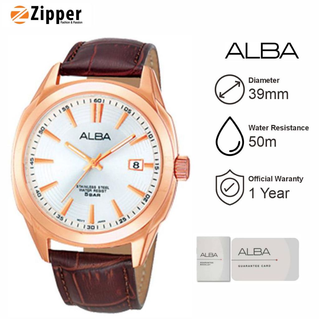 Jam Tangan Pria ALBA AS9198 Analog Strap Kulit Original Garansi Resmi