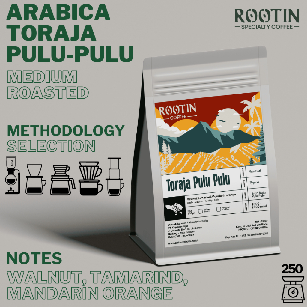 

Kopi Arabika Toraja Pulu-Pulu 100% Arabica Roasted Beans - 250 Gram