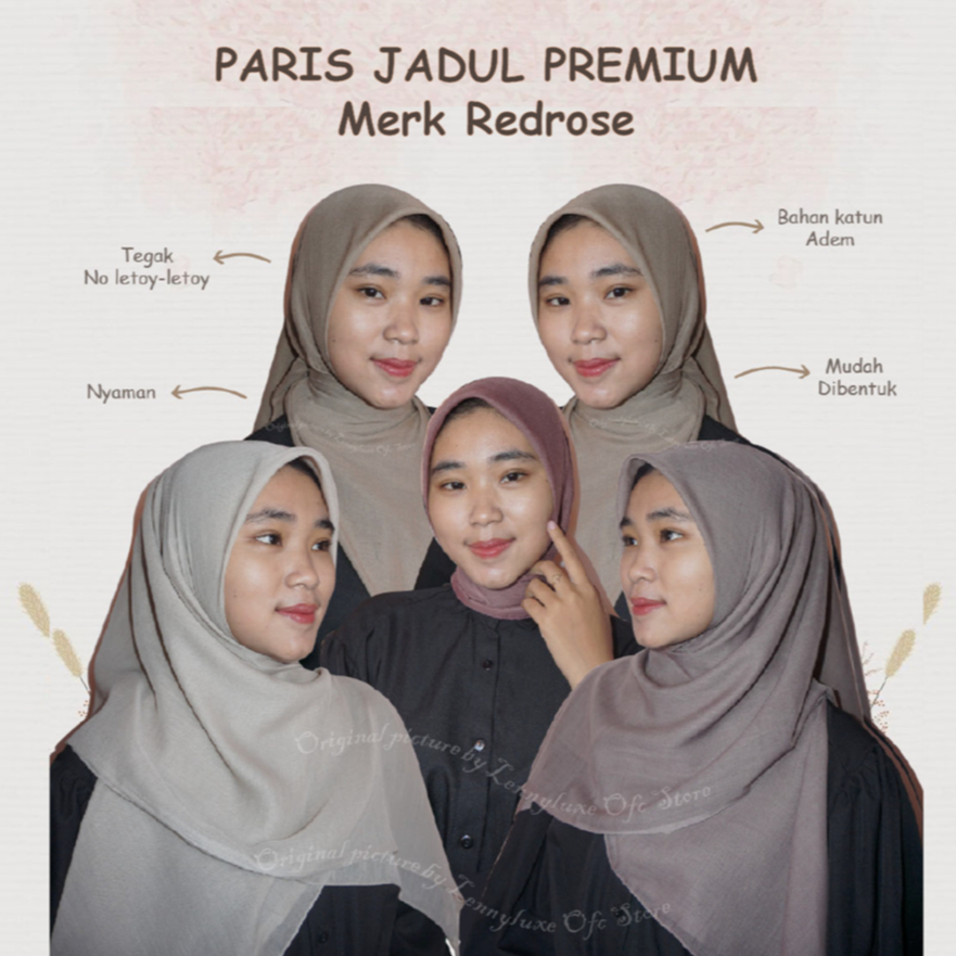 HIJAB SEGI EMPAT POLOS PARIS JADUL RED ROSE