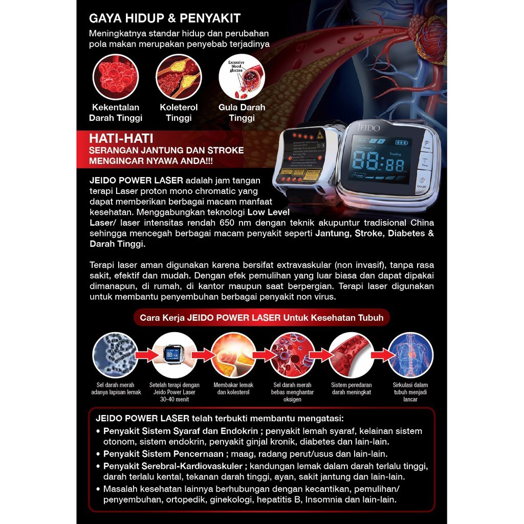 Jeido power laser jam tangan terapi kesehatan