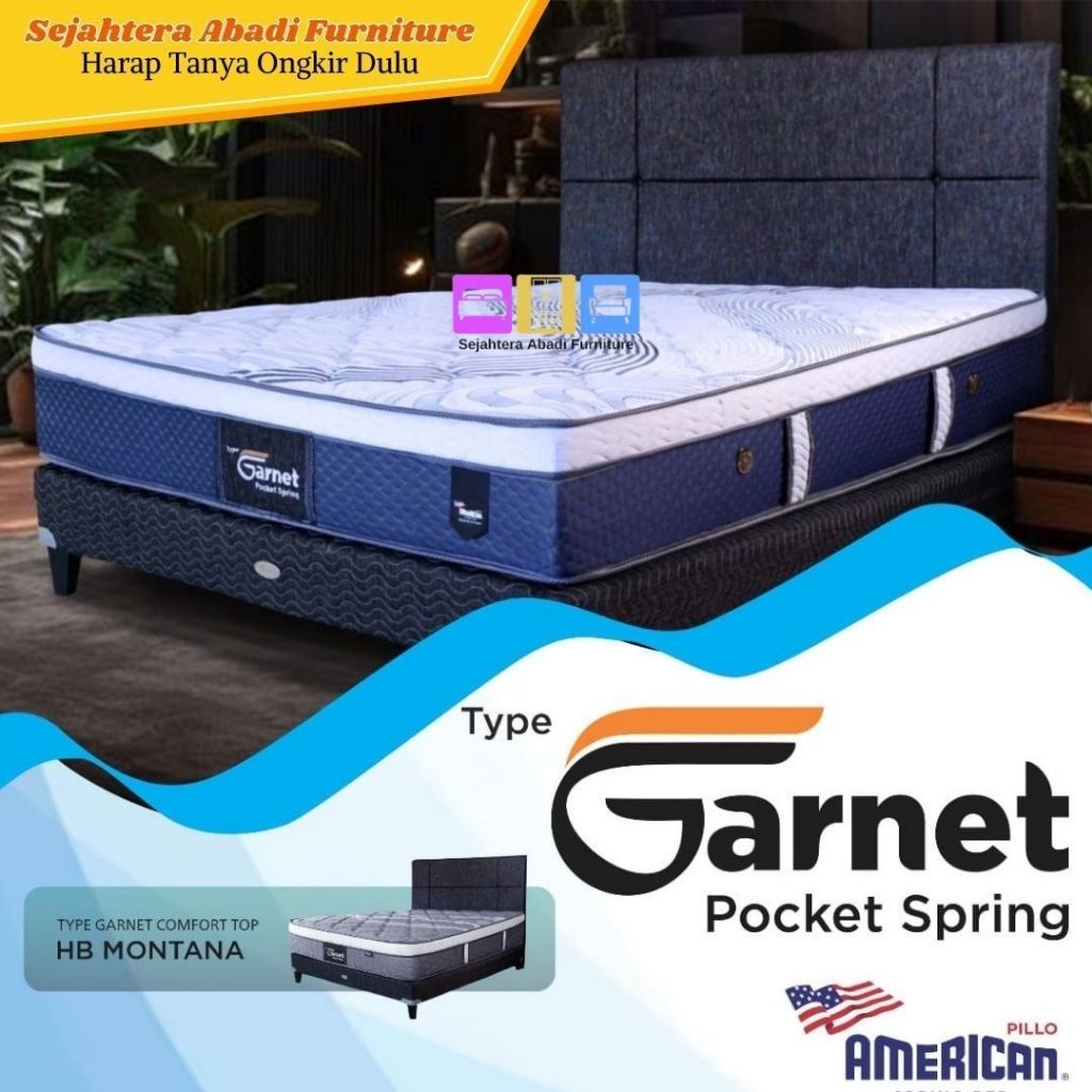 American springbed american pillo garnet Plush Top pocket spring kasur springbed pocket euro top Mat