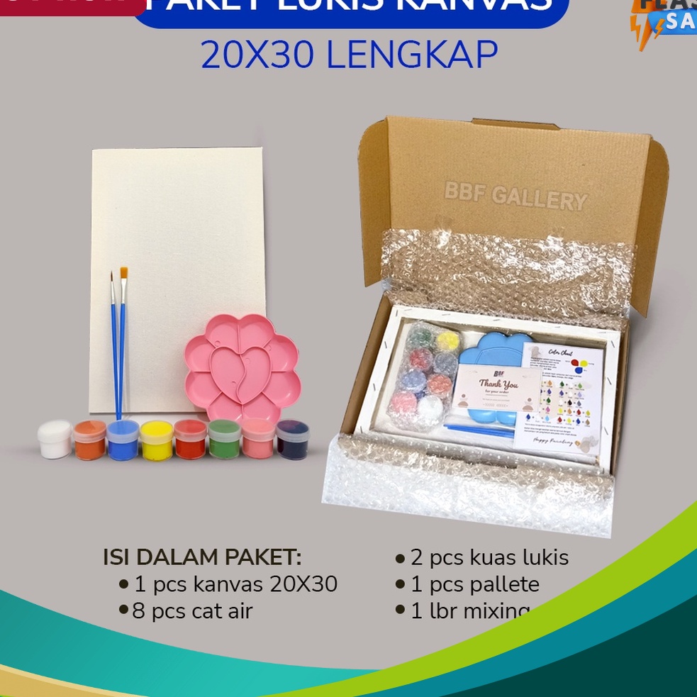 

MURAH LEBAYYYY Kanvas lukis putih 2x3 cm lengkap dengan 8 cat air akrilik palet dan 2 pcs kuas flat round Set melukis lengkap paket lengkap melukis mewarnai canvas