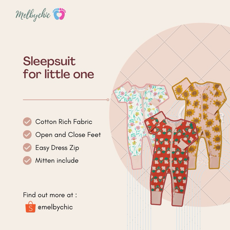 [0-3] Sleepsuit BONDS LINDEX Size kecil 0-3 Months newborn tiny baby baju tidur bayi